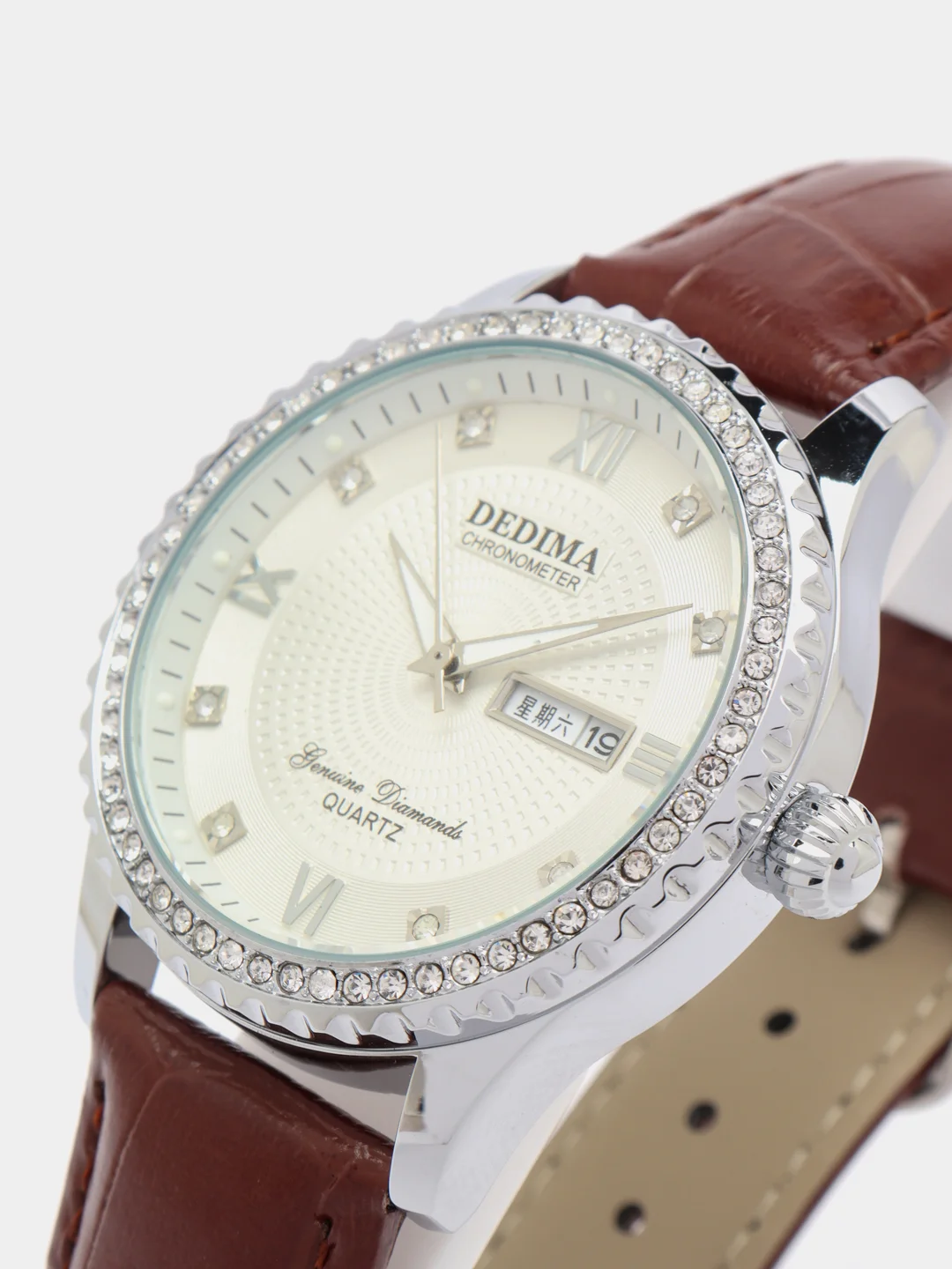Серебряный женские наручные часы Dedima D-160, с календарём, в подарочной упаковке