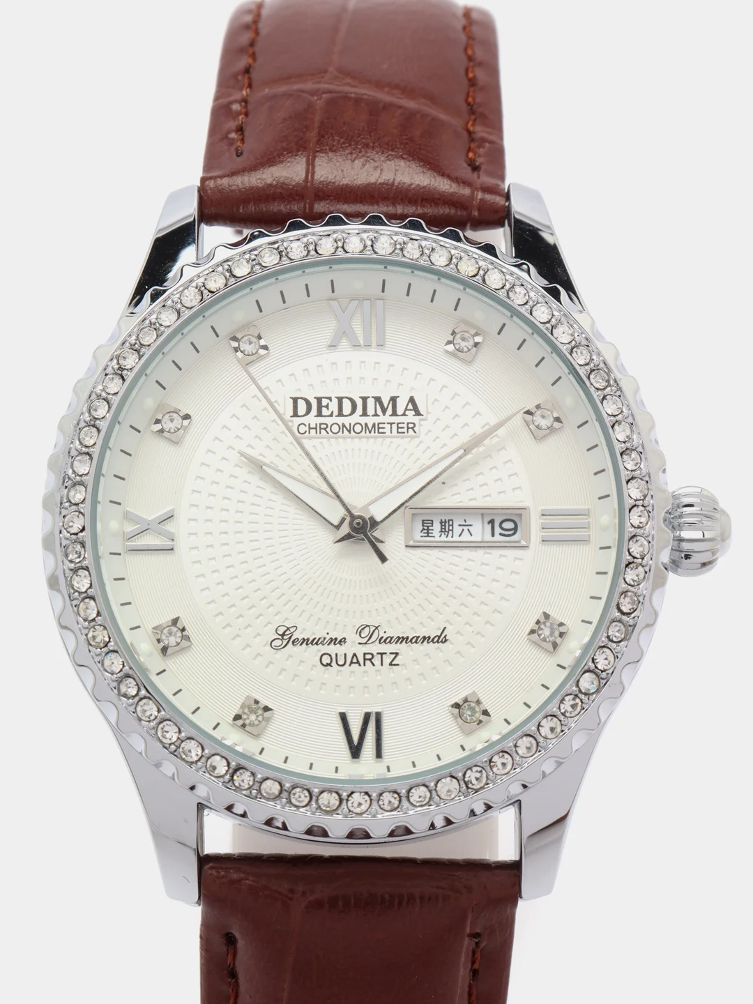 Серебряный женские наручные часы Dedima D-160, с календарём, в подарочной упаковке