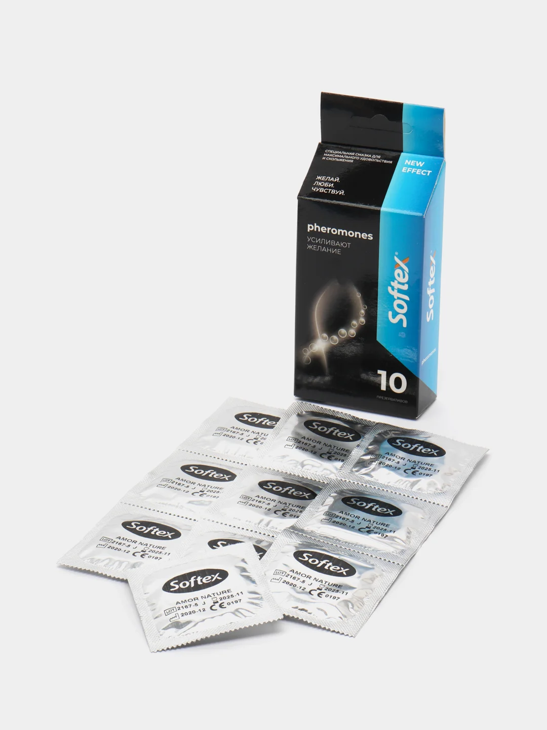 Softex Pheromones, презервативы со смазкой, усиливающей желание, и фруктовым ароматом, 80 шт