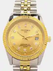 Золотой мужские наручные часы Dedima D-188 с календарём, в подарочной упаковке