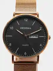 Бронзовый мужские наручные часы Dedima D-183 с календарём в подарочной упаковке