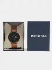 Бронзовый мужские наручные часы Dedima D-183 с календарём в подарочной упаковке