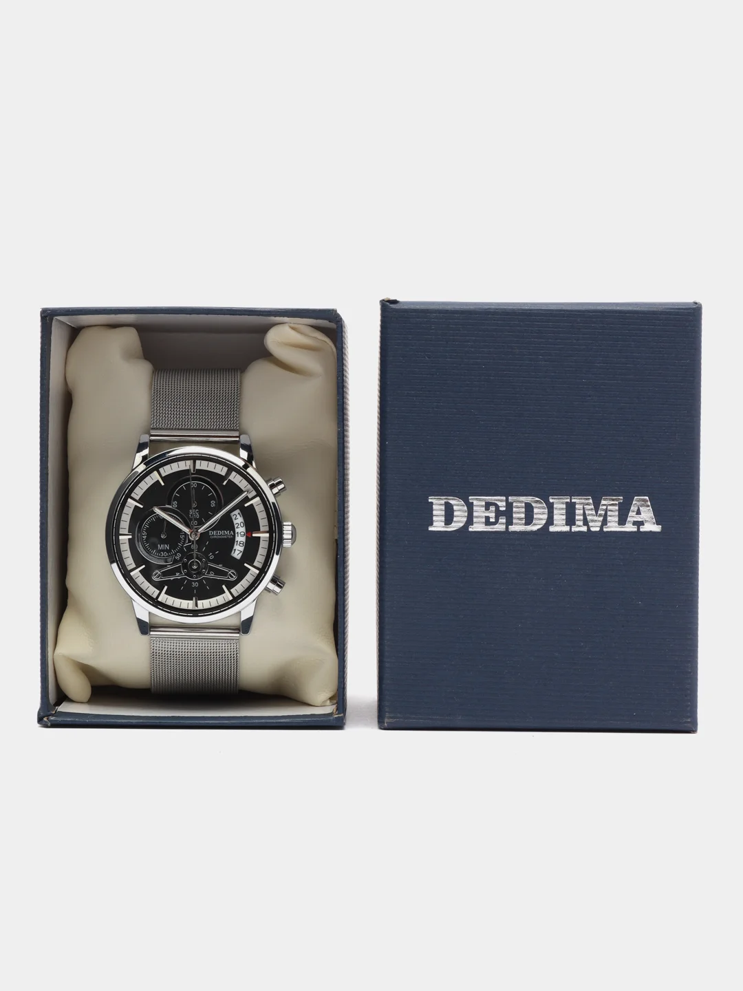 Серебряный мужские наручные часы Dedima D-159 в подарочной упаковке