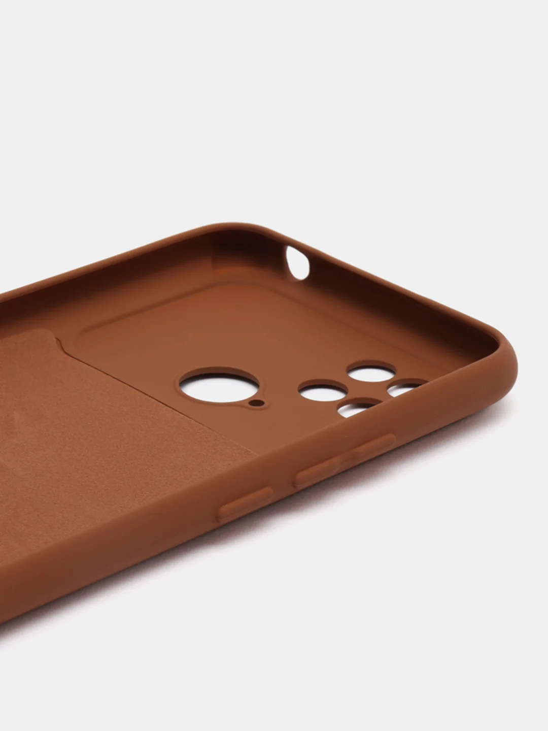 Коричневый силиконовый чехол на Xiaomi Poco C40 ( Сяоми Поко С40 ) прозрачный , защита камеры
