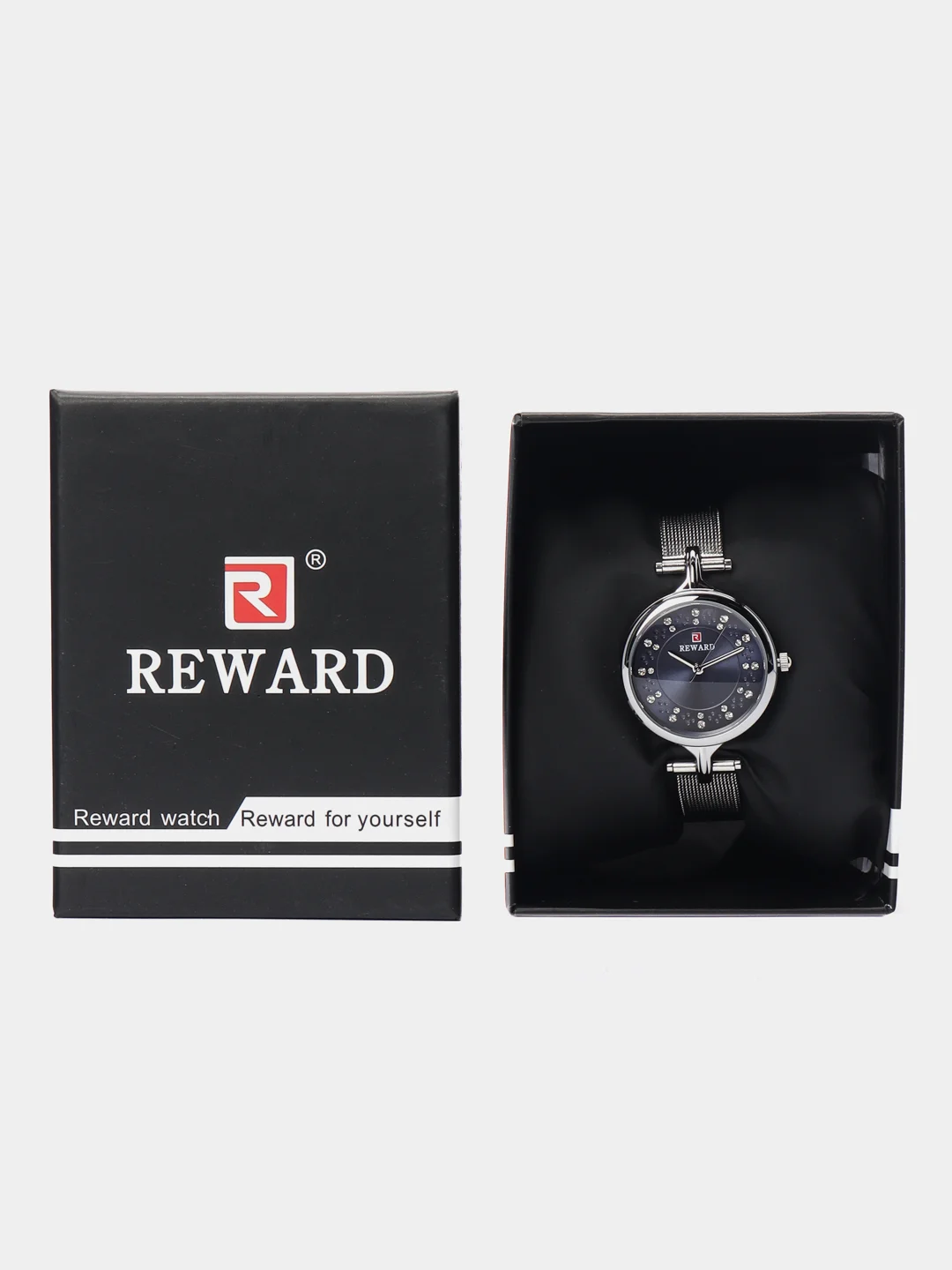 Синий меланж женские наручные часы Reward RD22036L с камнями в подарочной упаковке