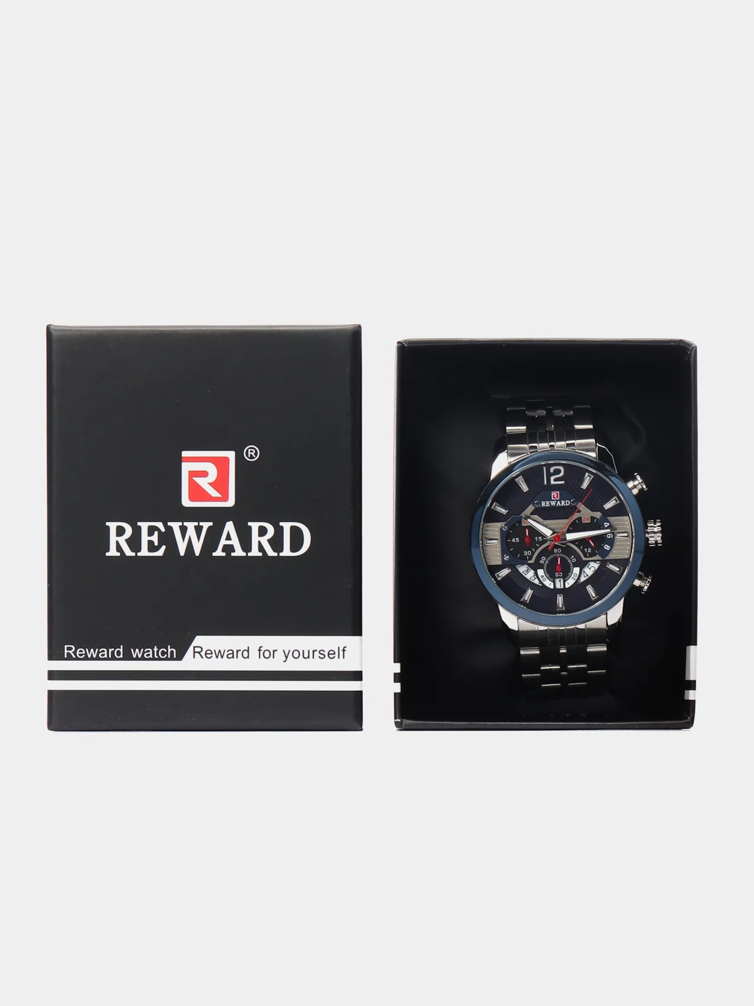 Синий мужские наручные часы Reward RD81013M с металлическим браслетом и хронографом