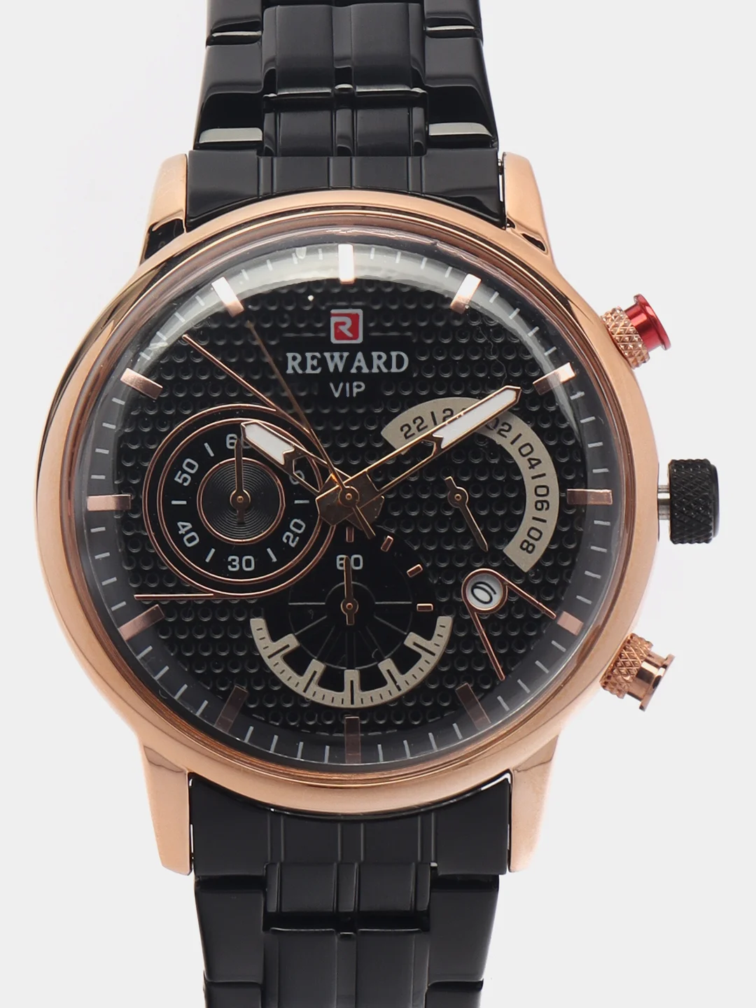 Черный мужские наручные часы Reward RD81002M с хронографом, в подарочной упаковке