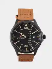 Коричневый мужские наручные часы Naviforce NF9074 с календарём, в подарочной упаковке