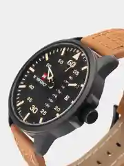 Коричневый мужские наручные часы Naviforce NF9074 с календарём, в подарочной упаковке