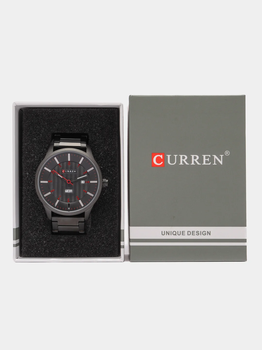 Черный мужские наручные часы Curren 8316 с календарём в подарочной упаковке