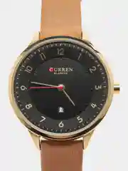 Бежевый женские наручные часы Curren 9035 c календарём в подарочной упаковке