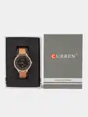 Бежевый женские наручные часы Curren 9035 c календарём в подарочной упаковке