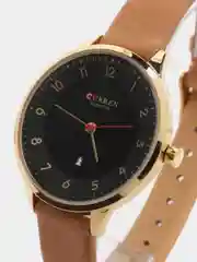 Бежевый женские наручные часы Curren 9035 c календарём в подарочной упаковке