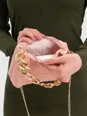 Розовый сумка женская кросс боди с цепочкой через плечо, клатч, маленькая кожаная, 4 цвета