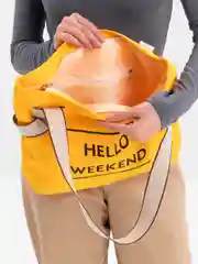 Желтый сумка летняя Weekend, легкая, холщовая, с принтом