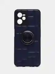 Темно-синий чехол для Realme C35 / Реалми С35, силиконовый, под кожу, с кольцом