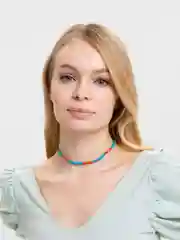 Голубой цепочка-чокер женская, из цветных бусин, для девочек