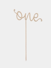 Топпер деревянный "One" для торта, для десерта на первый год из дерева, декор кондитерский