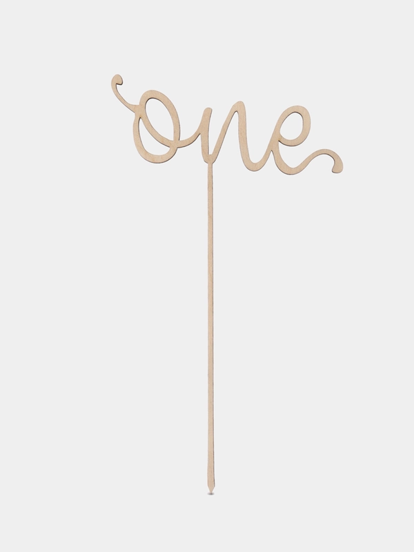 Топпер деревянный "One" для торта, для десерта на первый год из дерева, декор кондитерский