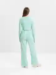 Мятный костюм женский, лапша, в рубчик