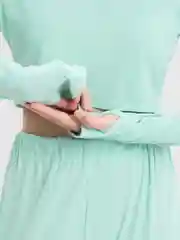 Мятный костюм женский, лапша, в рубчик