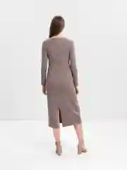 Бежевый меланж платье женское