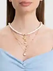 Белый многослойная цепочка с подвесками, чокер, морская