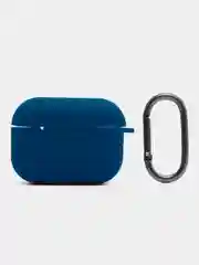 Темно-синий чехол для наушников AirPods Pro 2, силиконовый, с карабином