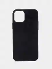 Черный чехол для iPhone 12/12 Pro с кожаной вставкой
