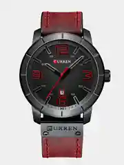 Бордовый мужские наручные часы Curren 8327 с календарём в подарочной упаковке