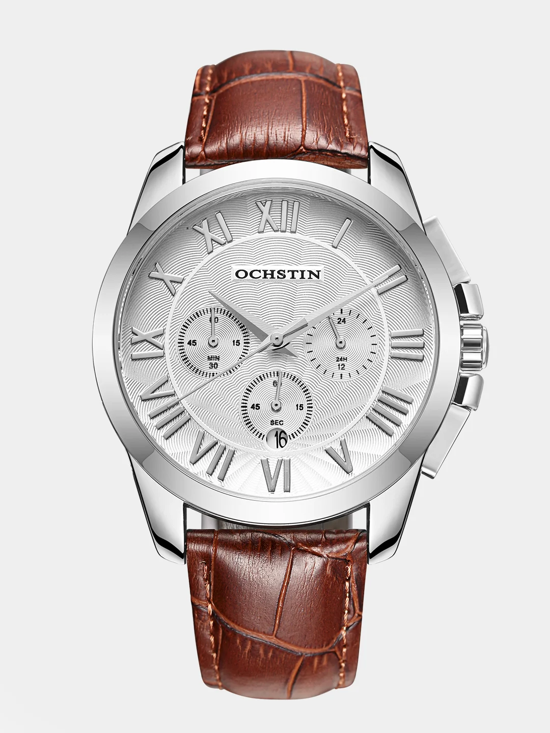 Серебряный мужские наручные часы Ochstin 6059B с хронографом в подарочной упаковке