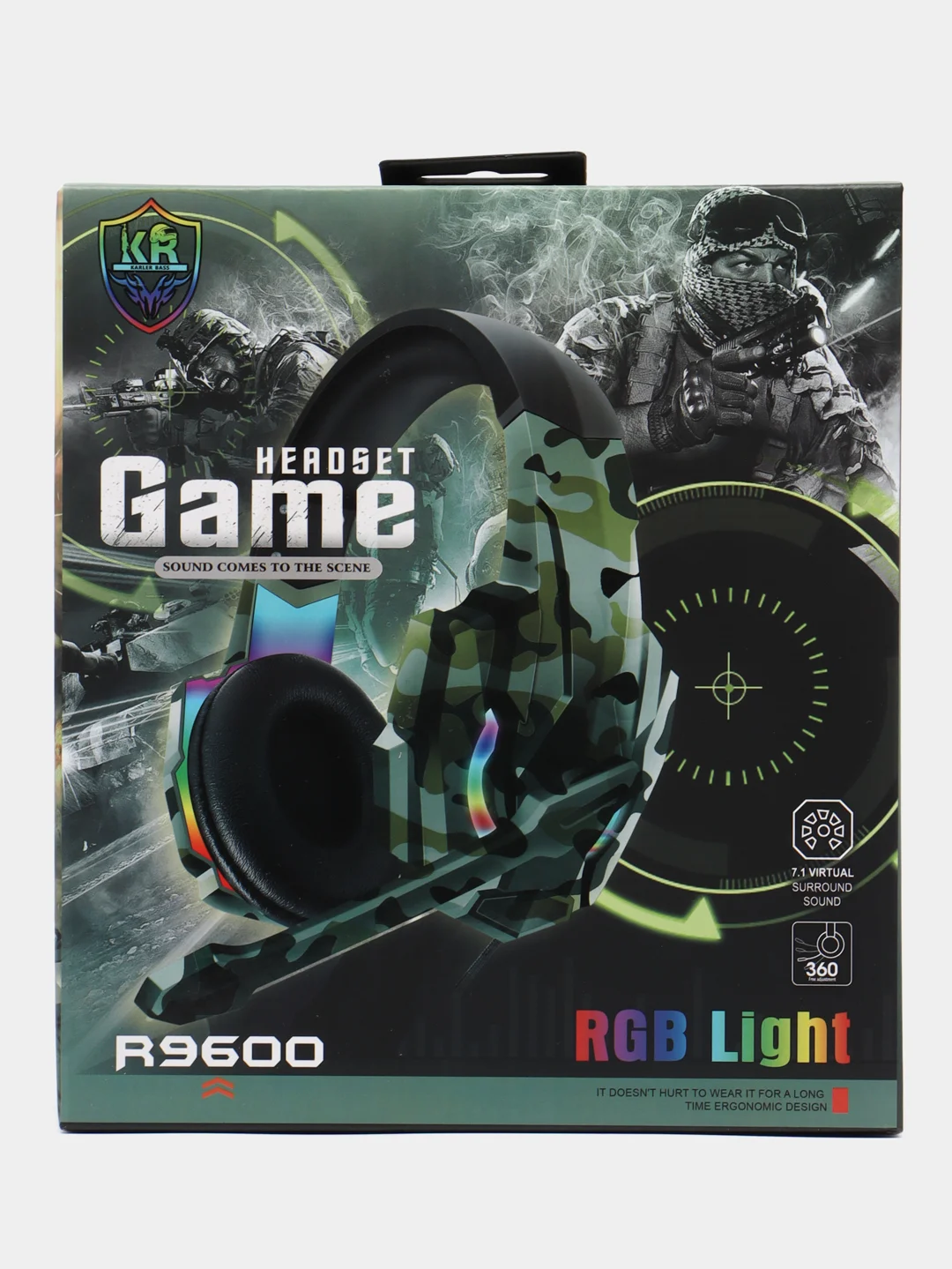 Зеленый игровые наушники Gaming Headset RGB Light R9600