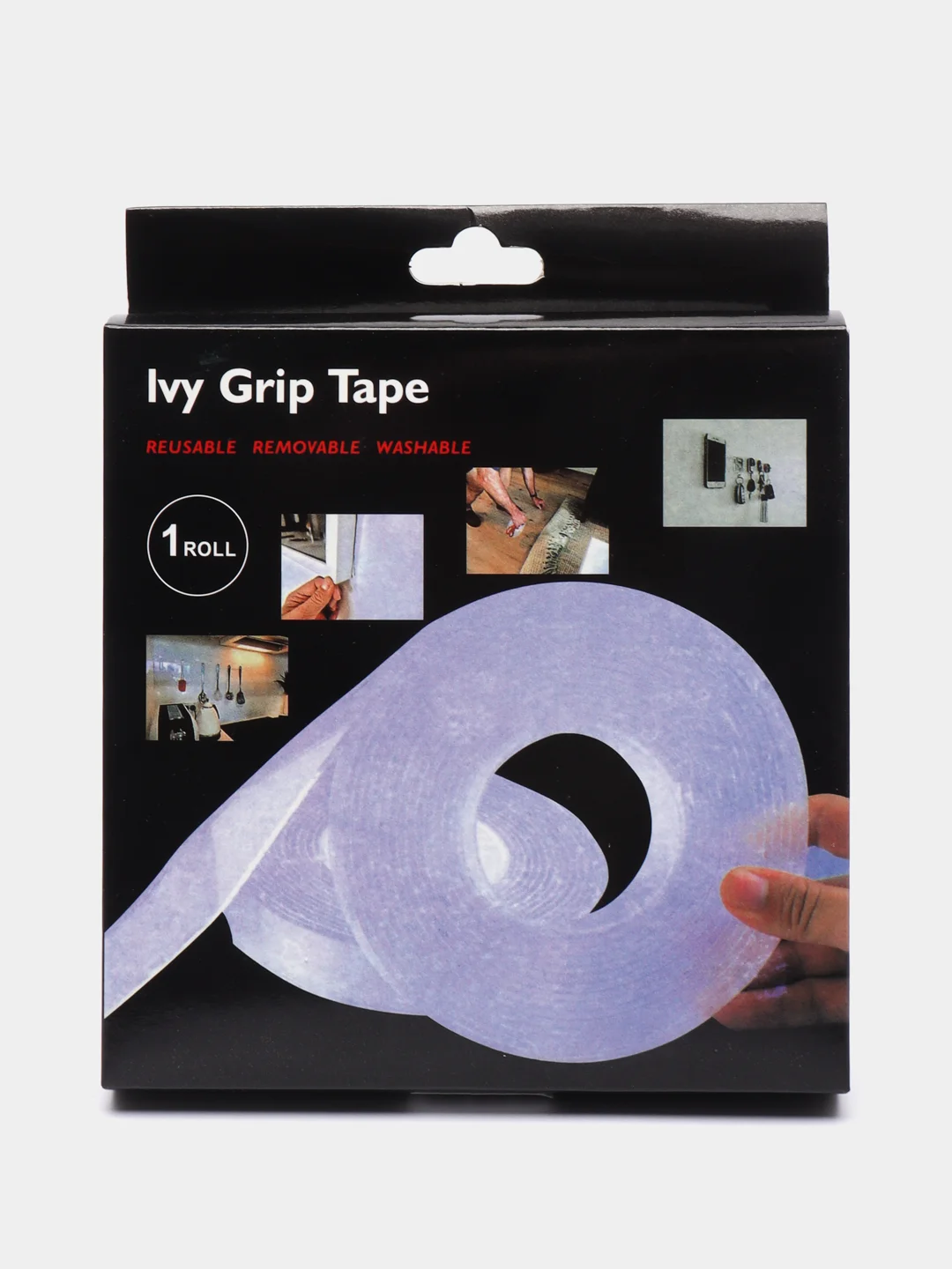 Крепежная лента прозрачная Grip Tape, двусторонняя, многоразовая