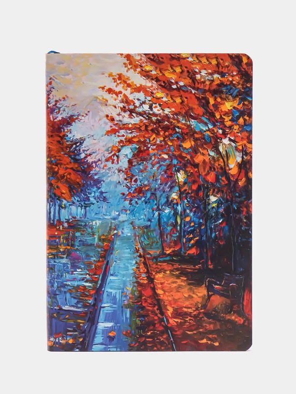 Блокнот А5 143х210 BRAUBERG VISTA Aqua Autumn, под кожу, гибкий 80л, 112072