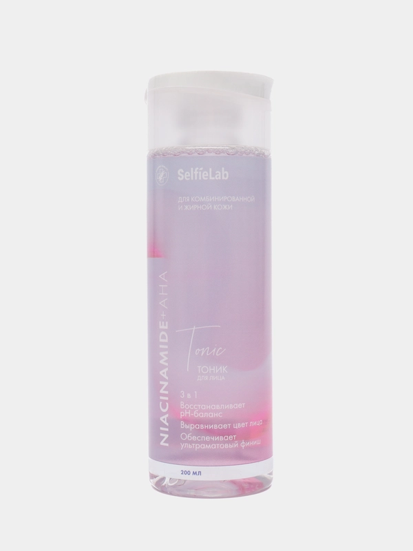 Тоник для лица SelfieLab "Niacinamide +AHA", c Д-пантенолом, AHA-кислотами, 200 мл