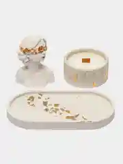Белый подарочный набор / свеча / поднос / статуэтка / изделие из гипса