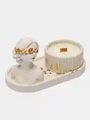 Белый подарочный набор / свеча / поднос / статуэтка / изделие из гипса