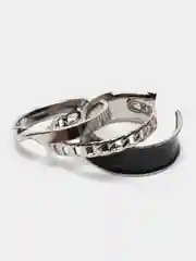 Серебряный женские кольца, регулируемые, набор из 3 шт