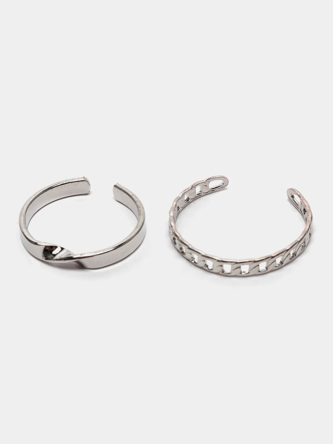 Серебряный женские кольца, регулируемые, набор из 3 шт