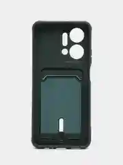 Тёмно-зелёный чехол для Huawei Honor X7a (Хуавей Хонор Х7а) силиконовый, с карманом для карты