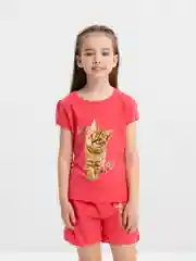 Коралловый комплект детский: футболка и шорты, костюм летний спортивный для девочки, 4-8 лет