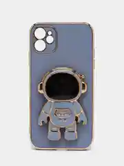 Синий меланж чехол на Айфон с космонавтом, держателем-подставкой, IPhone XR, 11, 12, 13, 14 Pro Max