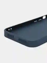 Синий чехол для iPhone (Айфон) 13, 14, Pro, силиконовый, матовой, стеклянная панель