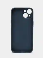 Синий чехол для iPhone (Айфон) 13, 14, Pro, силиконовый, матовой, стеклянная панель