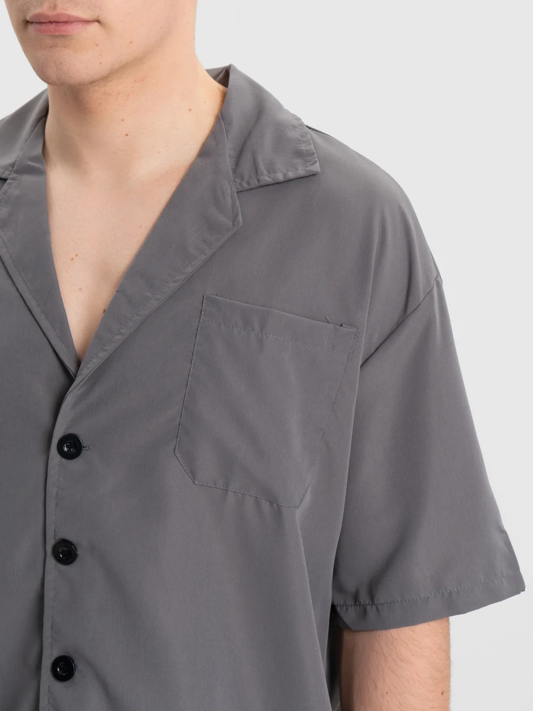 Серый мужской летний комплект, рубашка и шорты, oversize