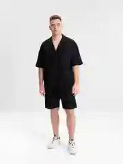 Серый мужской летний комплект, рубашка и шорты, oversize