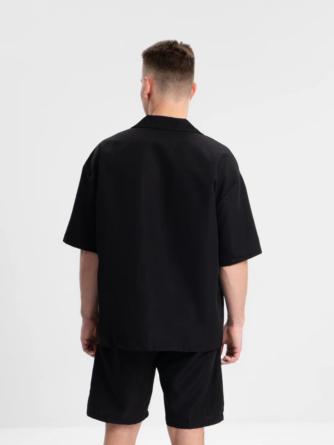 Серый мужской летний комплект, рубашка и шорты, oversize