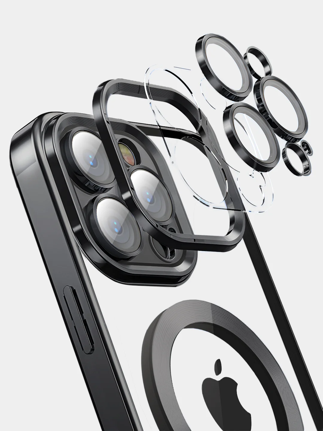 Голубой чехол MagSafe Apple iPhone, Айфон 11, 12, 13, 14, Pro Max с защитой камеры, магсейф