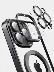 Голубой чехол MagSafe Apple iPhone, Айфон 11, 12, 13, 14, Pro Max с защитой камеры, магсейф