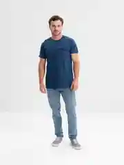 Синий футболка мужская, универсальная, с карманом,100% хлопок, Турция